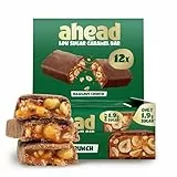 ahead Hazelnut Caramel Schokoriegel | 12x 35g Schokoriegel ohne Zuckerzusatz | 1,9 g Zucker pro Riegel | Knusprige Haselnüsse & Karamellgeschmack | Low Carb Süssigkeiten Ohne Palmöl