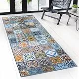 Floordirekt Teppichläufer mit Muster - maßgefertigter Feinschlingen Teppich Läufer für Küche, Flur & Wohnraum - Ornament Vintage Orient Gitter (80 x 250 cm, Bonita)