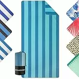 ZENACROSS Mikrofaser Strandtuch XXL - Strandhandtuch Groß 90x180 cm - Schnelltrocknendes Handtuch - Leichtes und Kompaktes - Badetuch Sandfrei - Türkis & Blau