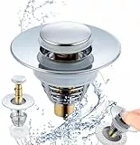 Cunsieun Universal-Spülstopfen-Ersatz, Pop-Up-Spüllochstopfenabdeckung mit Sieb für 32–42 mm große Abflusslöcher, Push-Stil-Stöpsel aus Edelstahl für Waschbecken, Stöpsel für Badezimmerwaschbecken