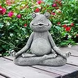 Yeomoo Frosch-Gartendeko Meditation Yoga, graue Frog Figur für Zimmer, Schreibtisch, DIY Gardening, 13CM