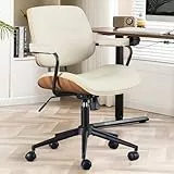 BERYTH Homeoffice Bürostuhl Ergonomisch Stuhl Drehstuhl mit Armlehne Medieval Modern Bürostuhl 360°Drehbar Höhenverstellbar Schreibtischstuhl, Arbeitszimmer, Schlafzimmer bis 136 kg Beige