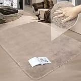 Granbest Luxus Verdicken Teppich Ähnlich Kaninchenfell Stilvolle Plüsch 1100GSM Teppich Anti-Rutsch Bereich Teppiche für Nachttisch Wohnzimmer Küche Home Decor (80 x 150cm, Kamel)