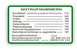 Generic NOTRUFNUMMERN Aufkleber für Österreich Notruf Nummer Aufkleber (19cm x 11,5cm, Grün, Funktional)