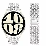 VISOOM 20mm Uhrenarmband kompatibel mit Samsung Galaxy Watch 7/6/5/4/FE Armband 40mm 44mm Damen, Glitzer Strass Bling Diamant Metall Armband für Galaxy Watch 4/6 Classic, Silber