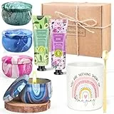 Geschenke für Frauen, Duftkerzen Set für Freundin, Mutter, Schwester, Ehefrau, von Tochter, Enthält 4 Aromatherapie-Kerzen, Kaffeetasse und Löffel, 2 Handcremes,Kerzenhalter