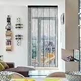 HYSENM Fadenvorhang Türvorhang Fäden Schwarz 100 x 200cm kürzbar Glitzer Fadengardine Terrassentür für Türen, Wohnzimmer, als Raumteiler oder Dekoration für Hochzeit