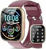 Ddidbi Smartwatch Damen Herren, Fitnessuhr Damen mit Telefonfunktion 1.85' Zoll Touchscreen, IP68 Wasserdicht Smart Watch mit schrittzähler Schlafmonitor, Uhren Herren für Android iOS, Weinrot