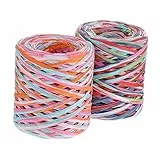 EXCEART Farbige Raffia Geschenkband DIY Verpackungsband Für Kreative Bastelprojekte / & Hellblau/Ideal Für Geschenkverpackung Und Dekoration