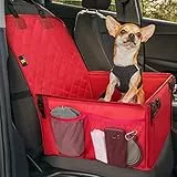 HELDENWERK Extra Stabiler Hunde Autositz -Verstärkte Wände und 5 Gurte - Wasserdichter Hundeautositz für Rück- und Vordersitz (Rot, Standardgröße)