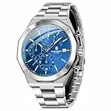 SAPPHERO Uhren Herren Chronograph Quarz Armbanduhr Herren 50M Wasserdichtigkeit Herrenuhr Silber Edelstahl Mit Datum Elegantes Geschenk für Männer