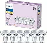 Philips LED Classic GU10 Lampen 6-er Pack (50 W), Reflektor LED Spots mit warmweißem Licht, energiesparende Lampen mit langer Nutzlebensdauer, Warmweiß