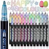 Lenski Geschenke für Mädchen, Glitzerstifte Zauberstifte Kinder Geschenke zur Einschulung, Glitzer Mädchen Geschenk 4-12 Jahre, 48 Outline Marker Metallic Stifte Bastelset