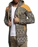Leif Nelson Herren Sweatjacke Lange Freizeitjacke mit Kapuze Schwarze Übergangsjacke Basic Hoodie für Männer Kapuzenjacke Sweater Camel Medium