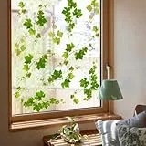 Supzone Fensterbilder Selbstklebend Grüne Blätter Fensteraufkleber Sommer Frühling Weinrebe Fenstersticker Anti-Kollision Vögel Fensterfolie Glastüren Fensterdeko