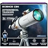 Science Can Teleskop Kinder 70mm Apertur (16X-120X) Telescope Astronomy für Anfänger mit Stativ und Handy-Adapter Tolle Geschenke für Jungen & Mädchen im Alter von 8-12
