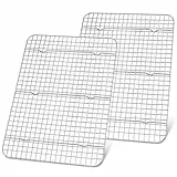 HaWare Abkühlgitter 2er Set, Edelstahl Kuchengitter Auskühlgitter Groß, 42x29,3x2cm, Rechteckig Backgitter für Backen/Kühlen/Braten/Grillen, Spülmaschinenfest