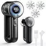 Fusselrasierer Elektrisch, 1800mAh USB Aufladbar Fusselentferner für Kleidung & Möbe, 3 Geschwindigkeiten, LED-Display, Fusselrasierer Elektrisch mit 3 Austauschbar Klingen für Verschiedene Stoffe