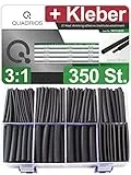 QUADRIOS GmbH | 350 Stück Schrumpfschlauch Set | Mit Kleber | Schrumpfrate 3:1 | Industriequalität, Halogenfrei, Wasserdicht, KFZ-geeignet, Sortiment mit verschiedenen Größen, Schwarz