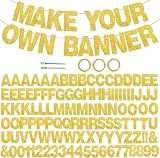 DecoGlee 116-teiliges A-Z Glitzer Gold DIY Buchstaben Banner Kit – Erstellen Sie Ihr eigenes Banner, einschließlich 111 Buchstaben und Zahlen, 3 Seile und 2 Fadenführungsgeräte, für Geburtstag