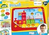 Lena 35633 - Mein erstes Mosaik Verkehr, Steckmosaik mit 36 Steckern, Mosaiksteine mit Ø 32 mm, Mosaikspiel mit 7 Steckvorlagen, Steckspiel für Kinder ab 2 Jahre, My First Mosaic Bastelset