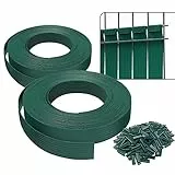 VOUNOT Sichtschutzstreifen für Doppelstabmatten 150m x 4.7cm, PVC Sichtschutz Zaun mit 300 Clips, Grün