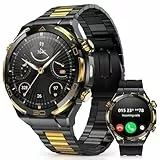 IOWODO Smartwatch Herren Luxus Business mit 14K Gold-Inlay, ChatGPT KI, GPS & Kompass, 1,43' AMOLED, Bluetooth Telefonie, 20 Tage Akku, AI Watch Faces, Gesundheitsmonitor, 100+ Sprotmodi