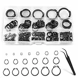 335 Stück Sprengring Set, Kohlenstoffstahl Sicherungsring Sortiment Kit, 19 Größe Externes C-Clips mit Pinzette für Achsen, Wellen - M3/4/5/6/7/8/10/11/12/13/14/15/16/19/20/22/25/26/28