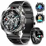 Homailida Smartwatch Herren mit 2 Uhrgürteln, über 100 Sportmodi, 24/7 Herzfrequenz, Schlafüberwachung, Smart Watch mit Telefonfunktion, Nachrichtenfunktionen, Fitnessuhr für Android und iOS, Schwarz