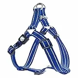 DDOXX Hundegeschirr Nylon, Step-In, Reflektierend, Verstellbar, Ausbruchsicher | für kleine & große Hunde | Brust-Geschirr Hund Katze Welpe Auto | Welpen-Geschirr Katzen-Geschirr | Blau, XXS