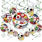 AhfuLife 24 Stück Fußball Hängende Wirbel für WM Deko 2026, Deckenhänger Spiral Fußball Flagge Spiral Maximale Höhe Beträgt 100 cm für Fußball Weltmeisterschaft Fans Fussball Geburtstag Partyzubehör