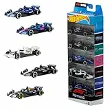 Hot Wheels Maßstab 1:64 5er-Pack Formel 1 Die-Cast-Spielzeugautos, 5er-Set mit offiziell lizenzierten F1-Rennwagen zum Spielen, Sammeln und Ausstellen, JLN11