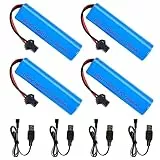 Gobesty 4 Stück 3 7 Volt Akku, 1200mah Li-Ion Akku 3,7v mit 4 SM-2P-Steckern und USB-Ladegerät RC Rechargeable für Rc Fahrzeuge, Boote, Panzer, Autos, Schiffe, Roboter