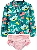 Simple Joys by Carter's Baby-Mädchen 2-Piece Assorted Rashguard Rash-Guard-Set, Grün Floral/Rosa Streifen, 3 Jahre