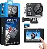 AKASO V50 Elite Action Cam mit MicroSDXC Speicherkarte 64 GB 4K/60 fps 20 MP WiFi, Unterwasserkamera 40 m wasserdicht mit Touchscreen, Sprachsteuerung, 8 x Zoom