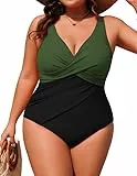 Hanna Nikole Badeanzug Damen Shape Große Größen Bauchweg Bademode Einteiler Badeanzüge Push Up Badebekleidung Crossover Monokinis Verstellbarer Schwimmanzug Komfortabel Elegant Strandmode