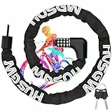 Fahrradschloss Kette 120 cm,Hohe Sicherheitsstufe Kettenschloss Kommt Mit Leichtem Diebstahlsicher Bremsbelagschloss für Draussen Sperren Roller, Motorrad, Rasenmäher, etc. (6 * 1000)