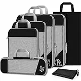 TAMOWA Koffer Organizer Set 7-teilig, Packtaschen mit Kompression, Compression Packing Cubes für Rucksack und Koffer, Packwürfel, Kofferorganizer Reise Kleidertaschen für Kleidung Schuhe Unterwäsche