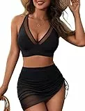 Zixrmor Bikini Damen Set Sexy Badeanzug 2-teilig mit Kurzer Rock-Bikini & Bikinis für Damen –Bikini-Sets für Style Strandurlaub (M, Schwarz)