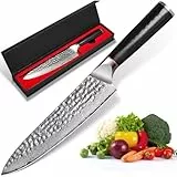 Home Safety Damastmesser Kochmesser 19.3 cm 67 Schicht VG-10 Damaszener Stahl, Damast Küchenmesser Profi Chefmesser Damast Gemüsemesser mit Ergonomischer Griff