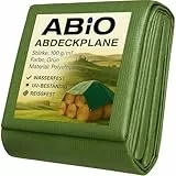 Abdeckplane Wasserdicht mit Ösen Plane Gewebeplane Tarp Schutzplane für Garten Holz Gartenmöbel Camping Haus (Grün 100g/m², 2x2m)