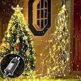 Redefun Lichterschweif 2M 200 LED Lichterbündel mit Strom, 8 Modi Lichterkette Wasserfall Wasserdichte Weihnachtsbeleuchtung für Innen Außen Gießkanne Terrasse Balkon Garten Deko