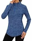 Terecey Sportshirt Damen Langarm, UPF50+ Funktionsshirt Laufshirt Fitness Yoga T-Shirt Atmungsaktive Langarmshirt Workout Shirts Oberteile Frauen mit 1/4-Reißverschluss S-3XL