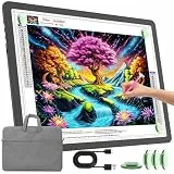 TOHETO A3 Leuchttisch mit Tasche für Diamantmalerei, Wiederaufladbares Ultraheller Leuchtkasten zum Zeichnen, Aufladbar LED Licht Pad zum Nachzeichnen, Kabelloses Lichtplatte Lichttafel (Schwarz)