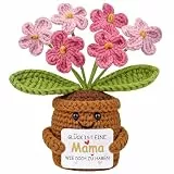 Mwmoeen Gestrickte Blumen Geschenk für Mama, Beste Mama Geburtstags Geschenke Vergissmeinnicht Rosa Blumen, Herzerwärmendes Mutter Geschenk für Weihnachten Silvester Adventskalender Füllung