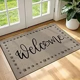Enyhom Fußmatte Innen 44 x 76 cm, rutschfeste Schmutzfangmatte Türmatte Waschbar Fussmatte Absorbierend Schuhmatte Eingangsteppich für Haustür & Eingang