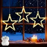 GlobaLink 3 Stück LED Weihnachtsstern Beleuchtung, Weihnachtsdeko Fenster Timer mit 45 LEDs 8 Modi Batteriebetrieben für den Innen- und Außenbereich Weihnachten, Party, Hochzeit, Garten, Balkon