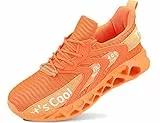 QDCFY Herren-Straßenlaufschuhe Walking Athletic Tennis rutschfeste Klinge Boden Leichtgewichts Atmungsaktiv Sportschuhe Orange 40EU