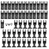 53pcs Oszillierende Sägeblätter Multitool Oszillierwerkzeug Sägeblätter Set Multifunktionswerkzeug 34mm 44mm Universal Multi Tool Oszillierendes Zubehör Quick Release für Holz Kunststoff mit 3 Adapter