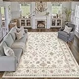 PureCozy Teppich Wohnzimmer 200x300cm Waschbarer Blumenmuster kurzflor rutschfest Weich Bumen Boho Vintage Teppiche Groß für Schlafzimmer Küchen Esszimmer Bedroom Living Room, Multicolore
